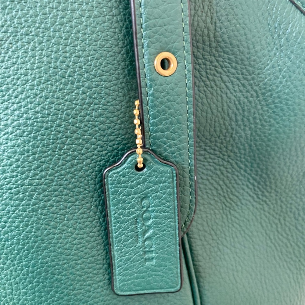 Coach Dark Green Leather Shoulder Bag - Picture 4 of 6